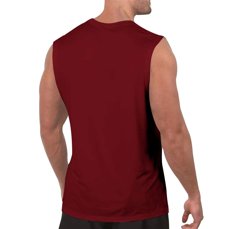 Summer Men's Solid Color V-Neck Vest, Casual Breathable Sleeveless T-Shirt, Suitable for Fitness and Sports Tank Tops
