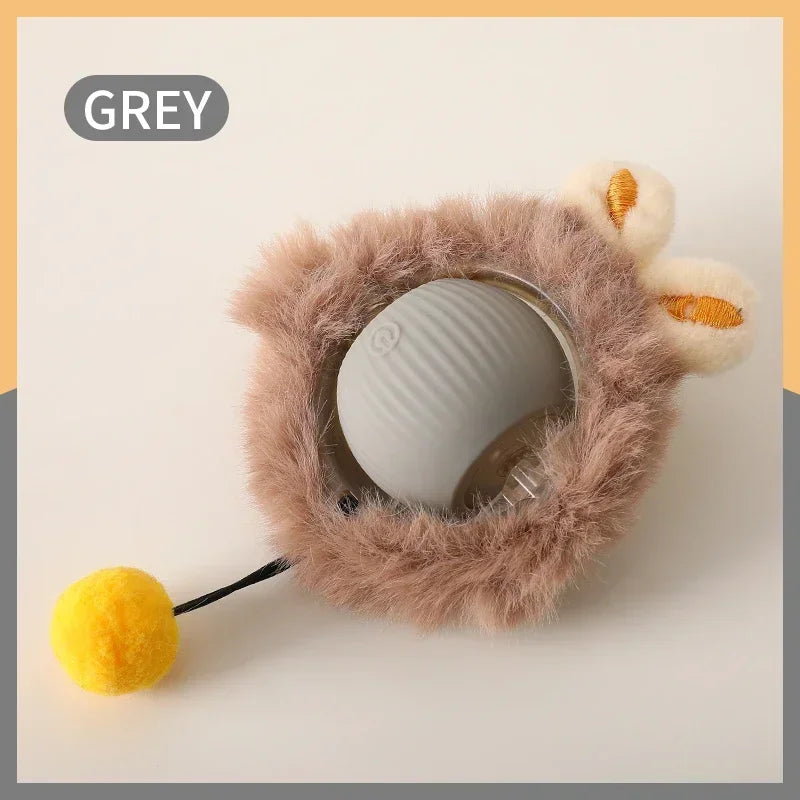 Cat Interactive Ball Toy - Automatic Rolling Ball with Faux Tail, Rechargeable Smart Pet Electric Toy for Dog & Cat Training, Imitates Mouse Movement