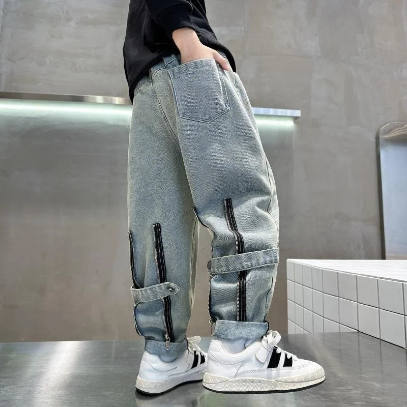 Children's Retro Loose Straight Jeans – Wide Leg Denim Pants for Boys & Girls | Spring/Autumn