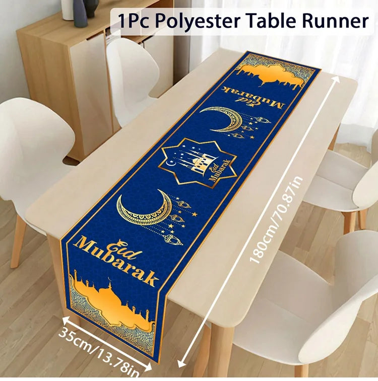 Ramadan Decoration Table Runner EID Mubarak Decor 2025 Home Tablecloth Ramadan Kareem Islamic Muslim Party Eid Al-Fitr Gifts
