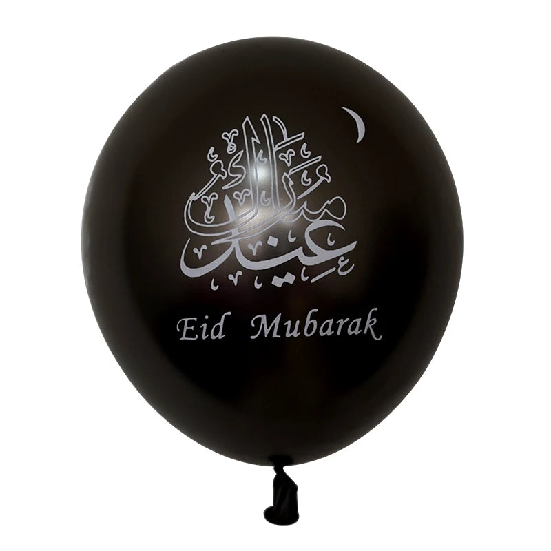 10pcs Eid Mubarak Latex Balloons Chrome Metal Gold Silver 10inch Balloon Ramadan Kareem Decoration Muslim Islamic Party Supplies