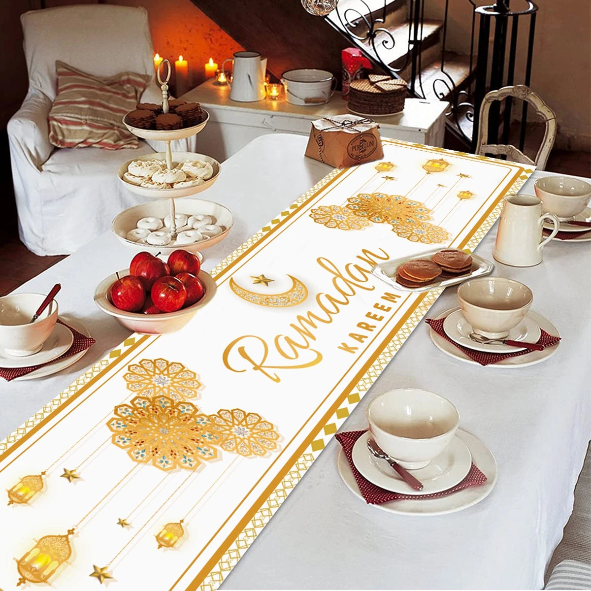 Ramadan Decoration Table Runner EID Mubarak Decor 2025 Home Tablecloth Ramadan Kareem Islamic Muslim Party Eid Al-Fitr Gifts