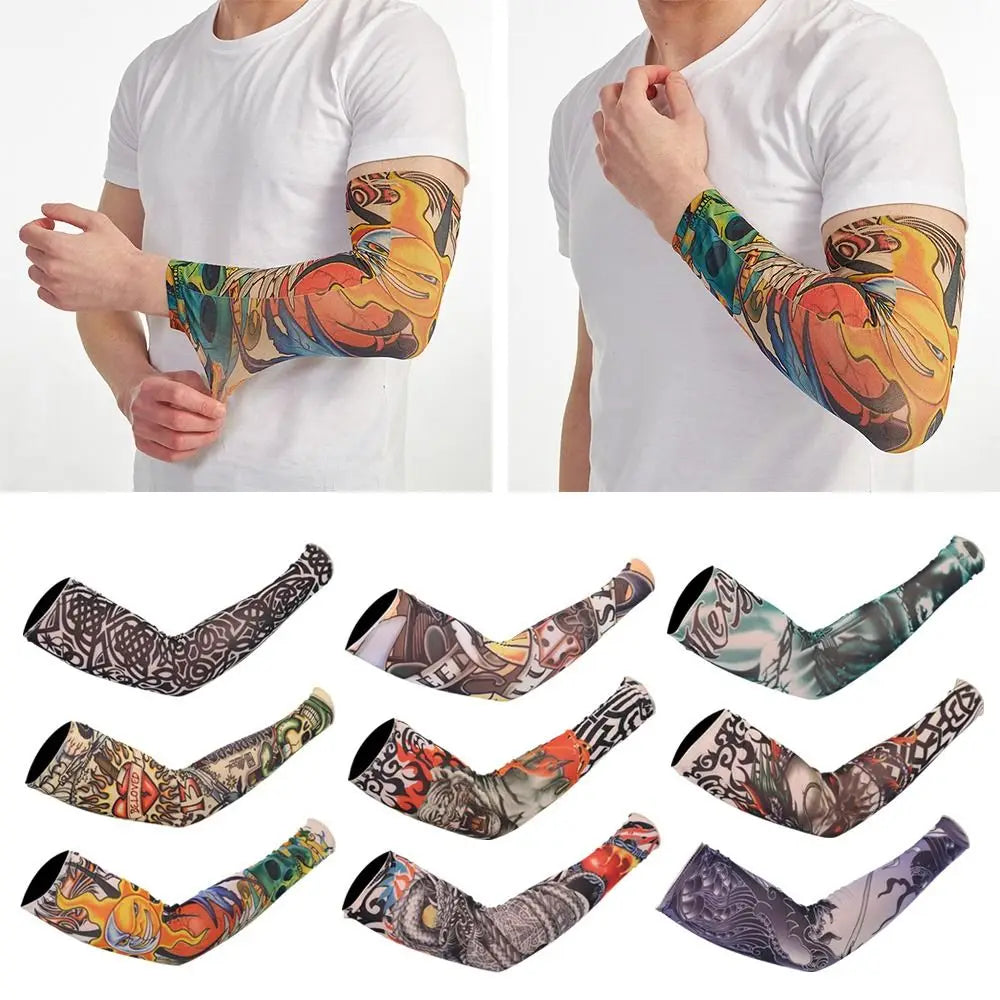 New Flower Tattoo Arm Sleeves – Seamless UV Protection Arm Warmers for Men & Women, Outdoor Riding Sunscreen