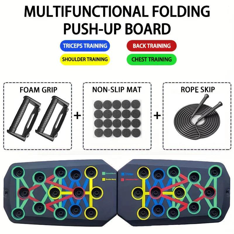 Portable Foldable Push-Up Board Set with Handles – Multi-Function Fitness Training Equipment