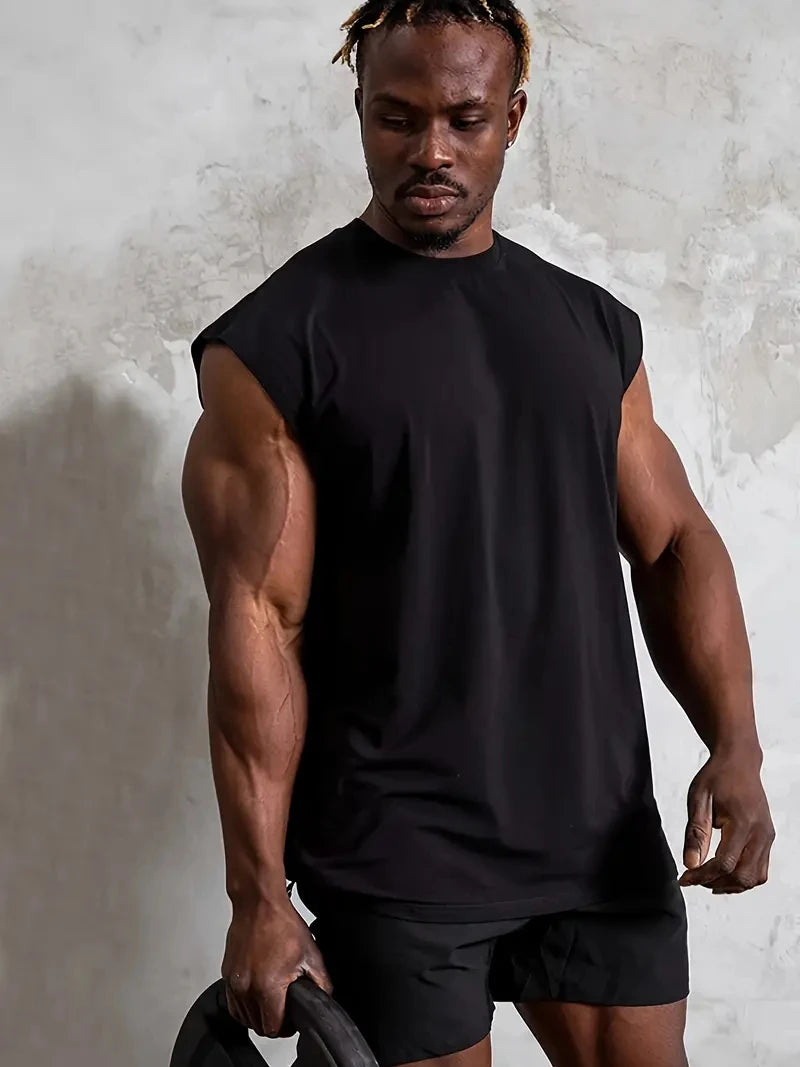 Summer Fitness Vest for Men, Breathable and Loose-Fitting Training Sleeveless T-shirt, Quick-Drying Vest, Fitness Male Clothing