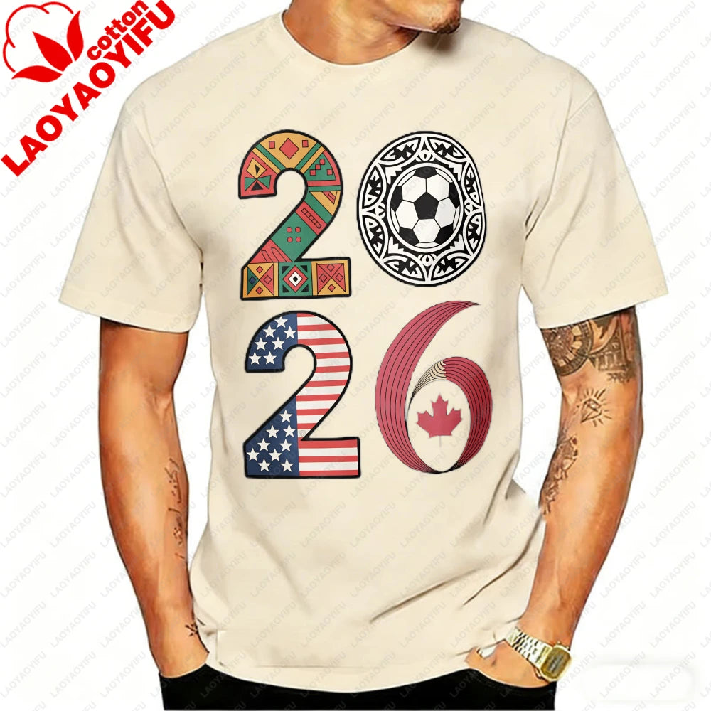 USA, Canada & Mexico Soccer Flag T-Shirt – Cotton Graphic Tee (2026 Edition)