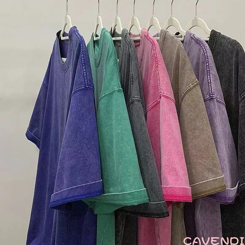 New Vintage Washed Men's T-Shirts – Streetwear Hip Hop Retro Punk Style, Harajuku Casual Cotton Short Sleeve Couple Tops for Women and Men