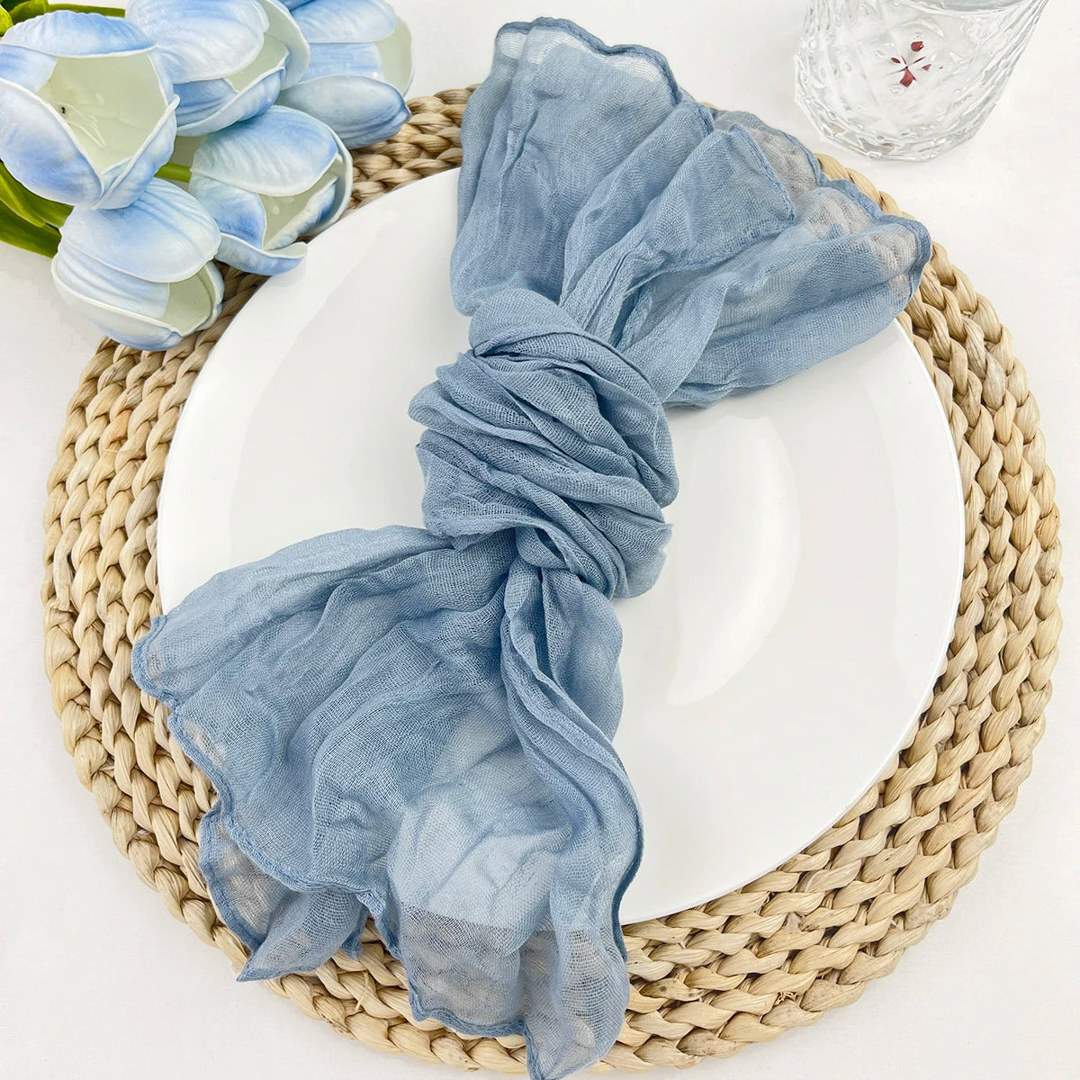 102Pcs Wholesale Cheesecloth Napkin Sage Green Gauze Napkins Party Christmas Wedding Decoration Baby Shower Dinner Retro Napkins