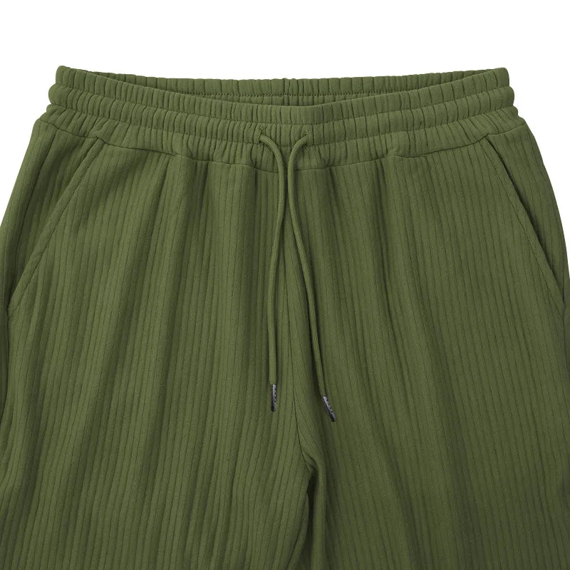 Men's Casual High-Waist Wide-Leg Pants – Loose Fit, Striped, Straight-Leg, Spring & Autumn Style