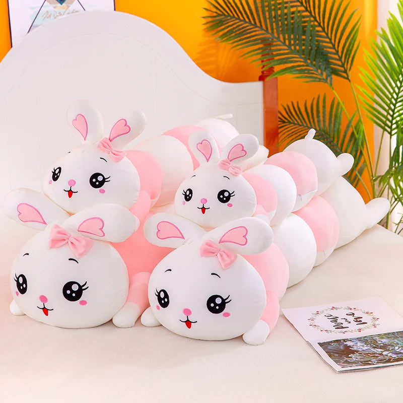 70-130cm Cute Soft Caterpillar Rabbit Plush Toys Nap Stuffed Animal Pillow Home Comfort Cushion Christmas Gift Doll Kids