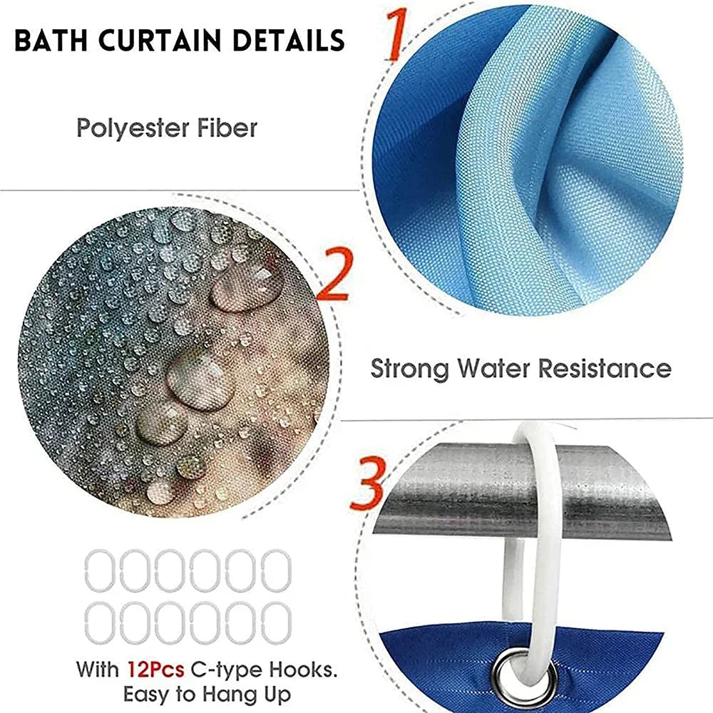 4pcs Palace Style Bathroom Set, Waterproof Fabric Shower Curtain With 12 Hooks, Non-Slip Bathroom Rug, Bathroom Decor