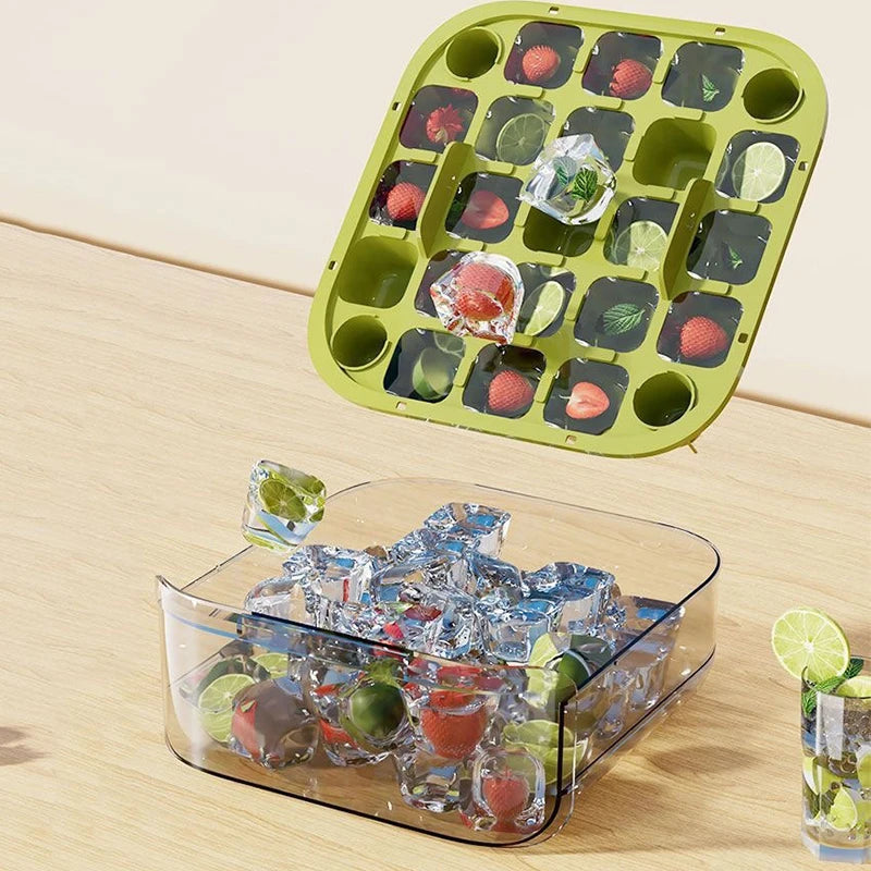 Premium Compact Double-Layer Ice Cube Tray with Lid & Storage Bin – Pull-Out Ice Drawer with Carry Handle | Space-Saving Kitchen Essential