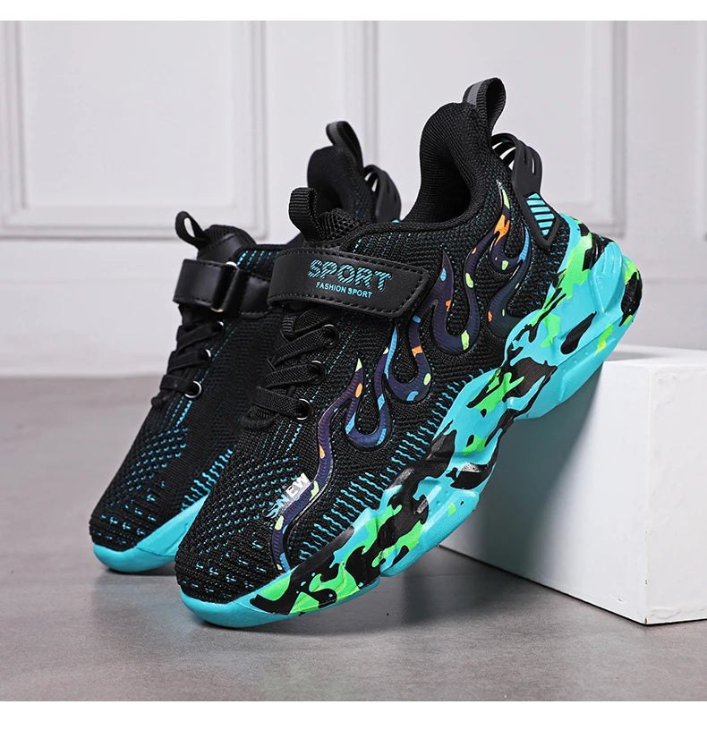 Kids Running Sneakers – Breathable Mesh Casual Shoes for Boys (Ages 7–12)