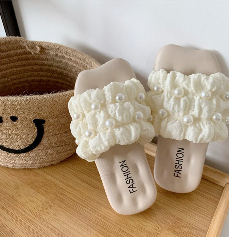 Children’s Summer Slippers – Girls' Sandals with Pearl Design | Soft-Soled Princess Slides