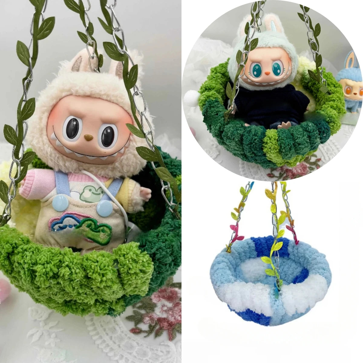 Colorful Hammock Swing Bed for 15/17cm Labubu Dolls – Hanging Toy Accessory