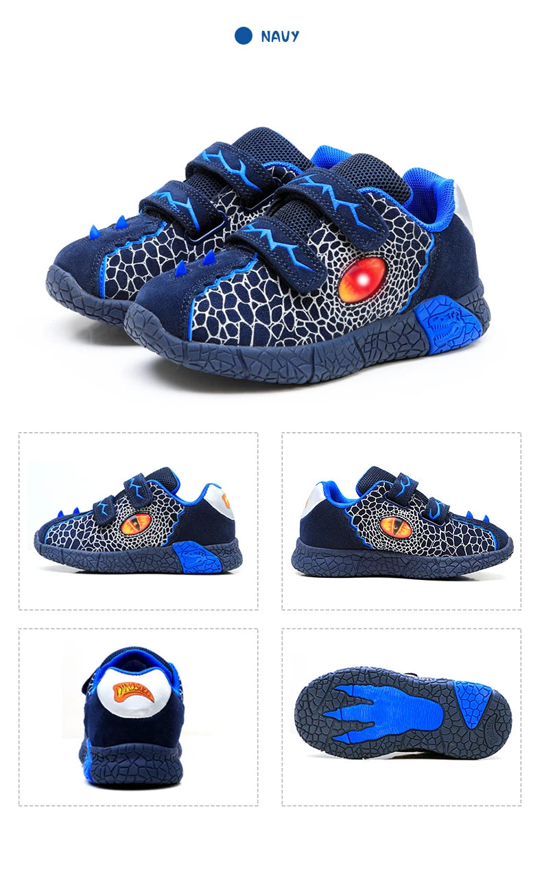 Kids LED Light-Up Sneakers - Boys 3-6Y, Flashing Glowing Sports Shoes for Spring & Autumn, Casual Running Footwear