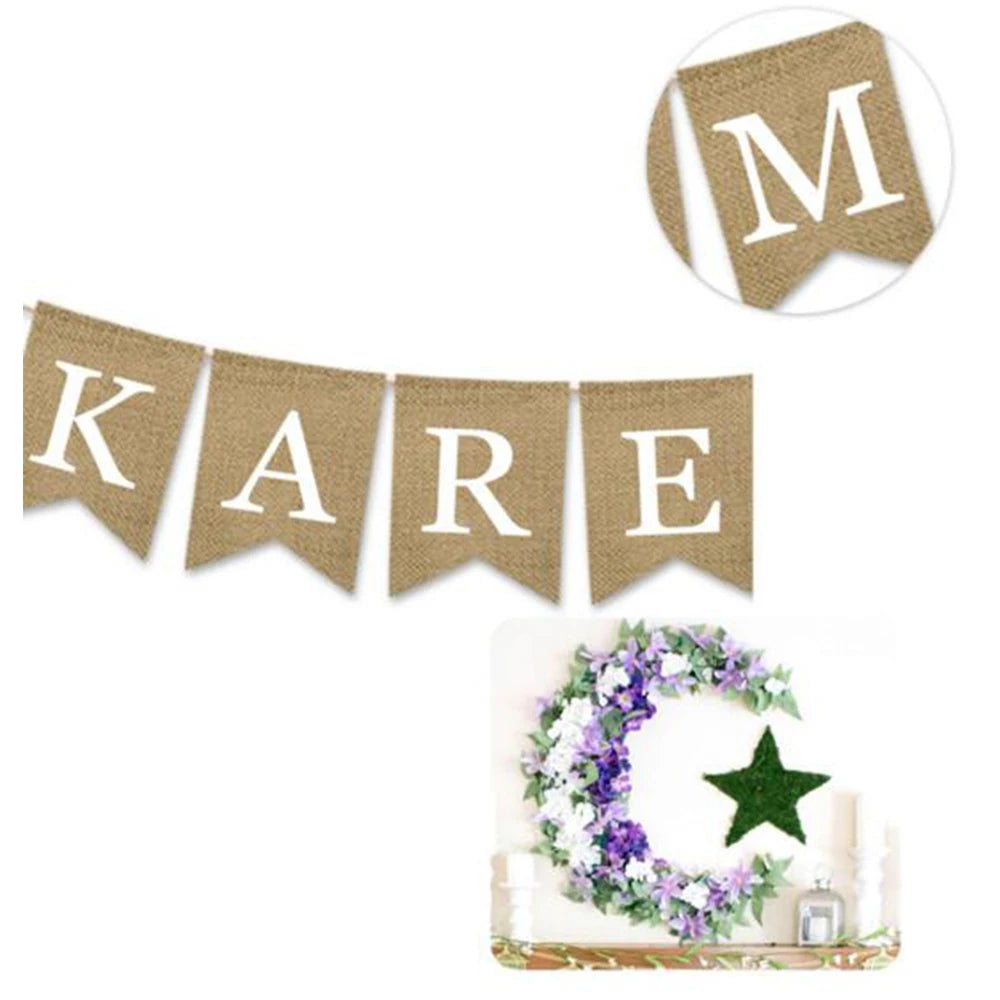 2 Pack Ramadan Kareem Banner Islamic Muslim Home Decoration 2025 Hanging Wall Party Supplies