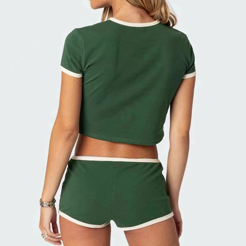 Y2K Aesthetic Summer Crop Top Streetwear Portugal Letter Print Women Short Sleeved Vintage T-shirts