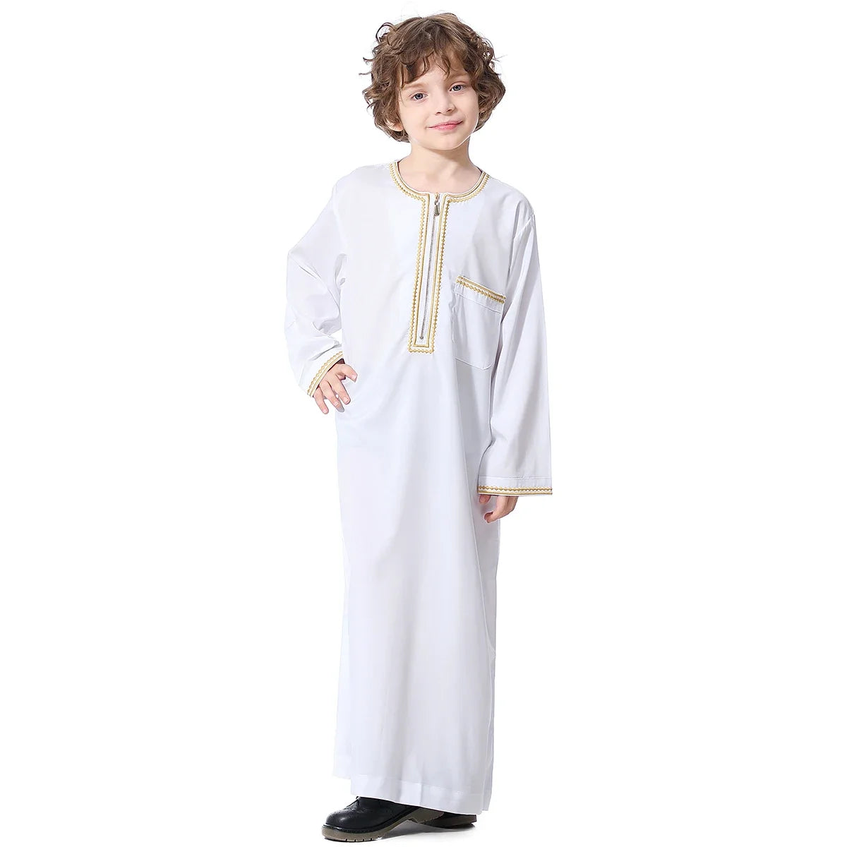 Arab Jubba Boys Robe Kids Abayas Kaftan Islamic Clothing Long Sleeve Thobe Middle East Teenage Clothing Muslim Ramadan Eid Dress