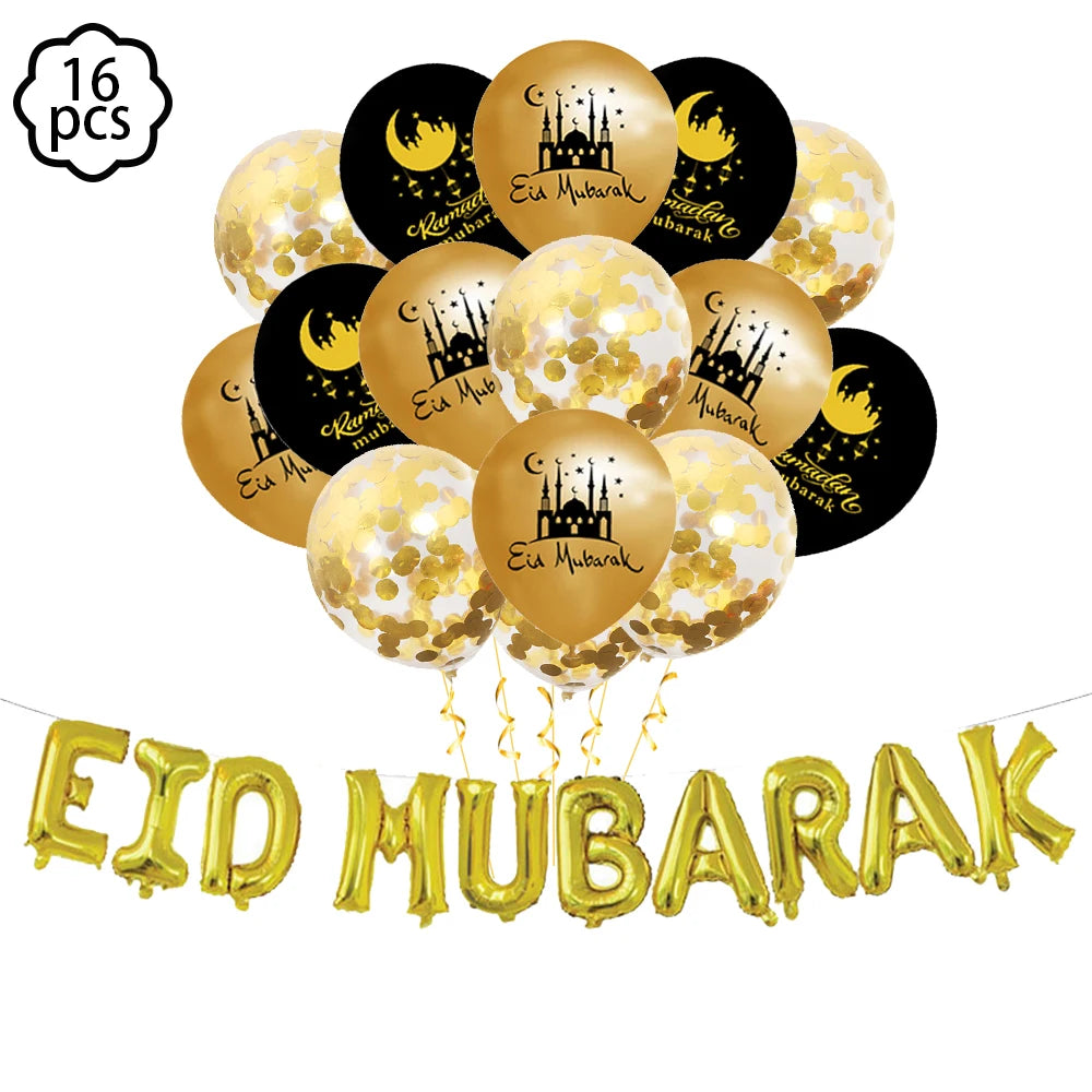 Muslim Islamic Festival Eid Mubarak Napkins Plates Cups Tablecloth Ramadan Kareem Decorations Eid Mubarak party supplies