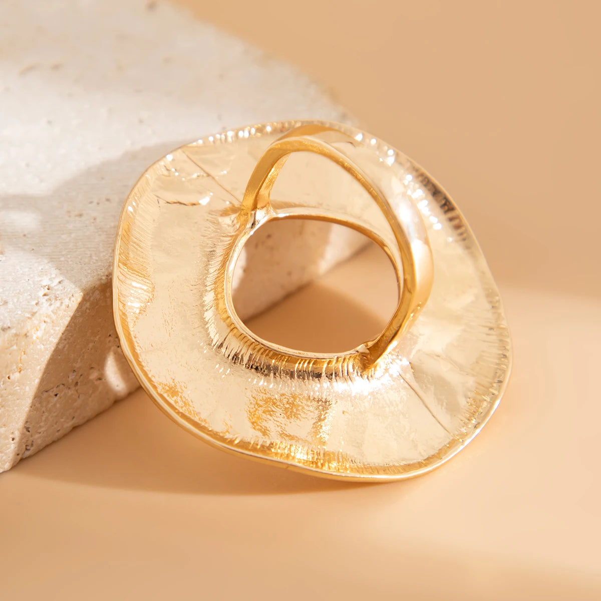 SHIXIN Creative Irregular Geometric Square Round Open Ring for Women Hip Hop Gold Color Adjustable Ring Finger Jewelry 2025 New