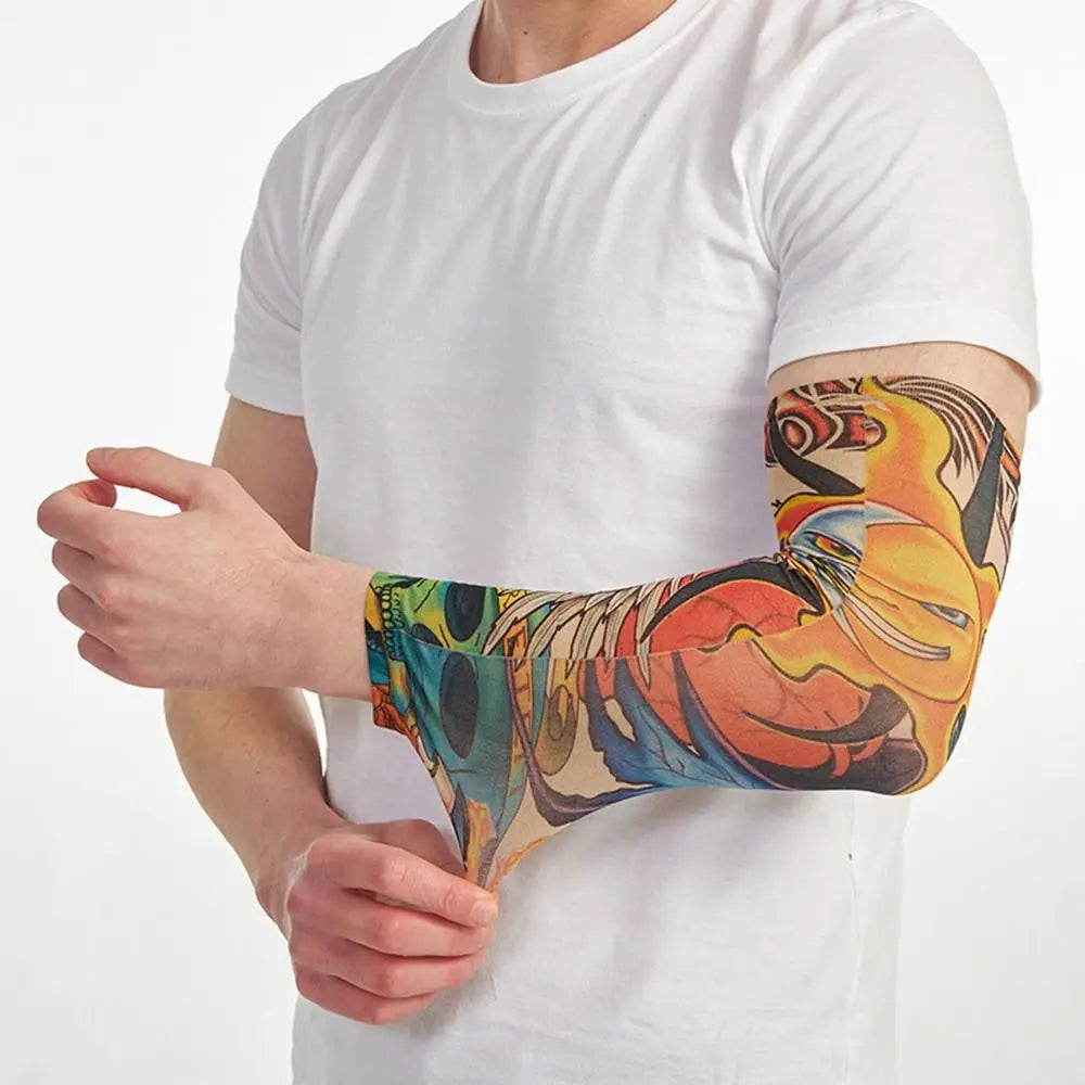 New Flower Tattoo Arm Sleeves – Seamless UV Protection Arm Warmers for Men & Women, Outdoor Riding Sunscreen