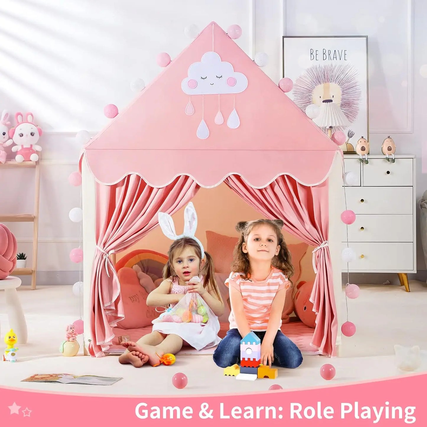 Princess Play Tent Children Castle House Child Room Cartoon Indoor Outdoor Playhouse Folding Decor Tent Toy Christmas Gift Girls