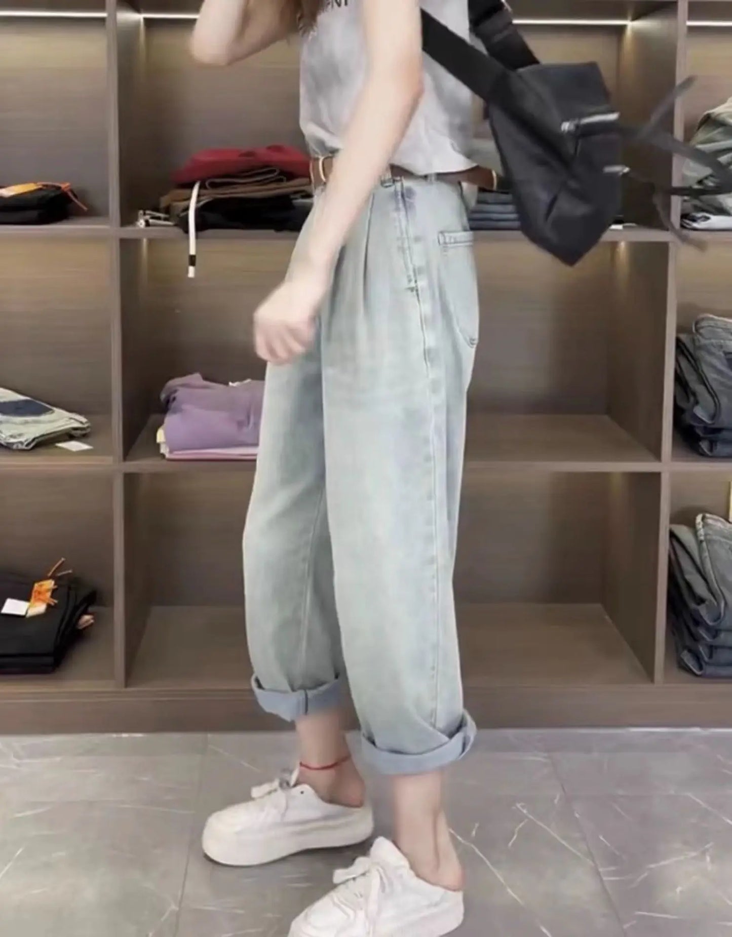 Y2K Harem women’s Jeans  Maxi High Baggy Elegant Bleached 2024 Norm core Fashion Ladies pants