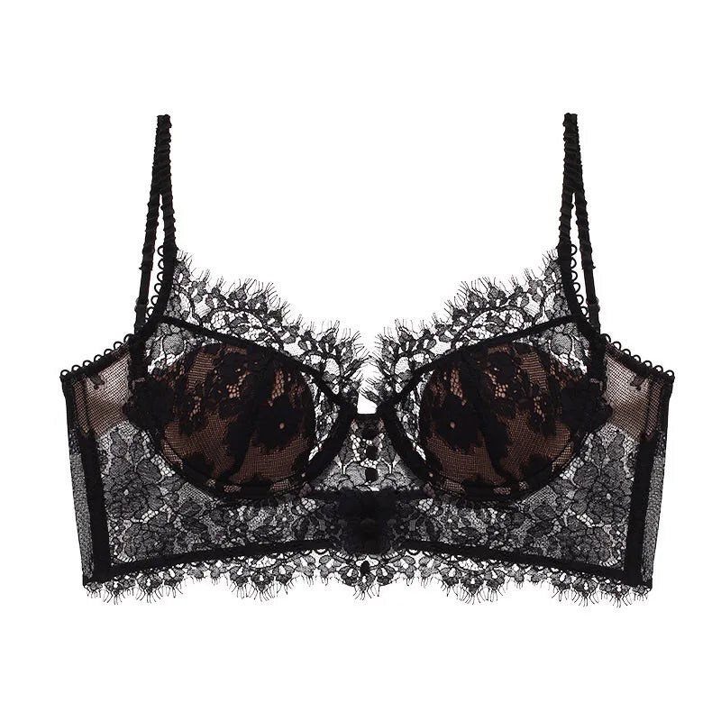 Women's Lace French Strappy Push Up Bra – Underwire, Backless, Sizes S-XL