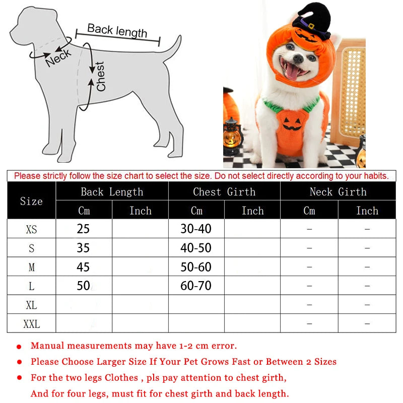 🎃 Halloween Dog Costume – Funny Pumpkin Lantern Outfit with Hat | Cute Two-Legged Pet Jacket for Dogs & Cats