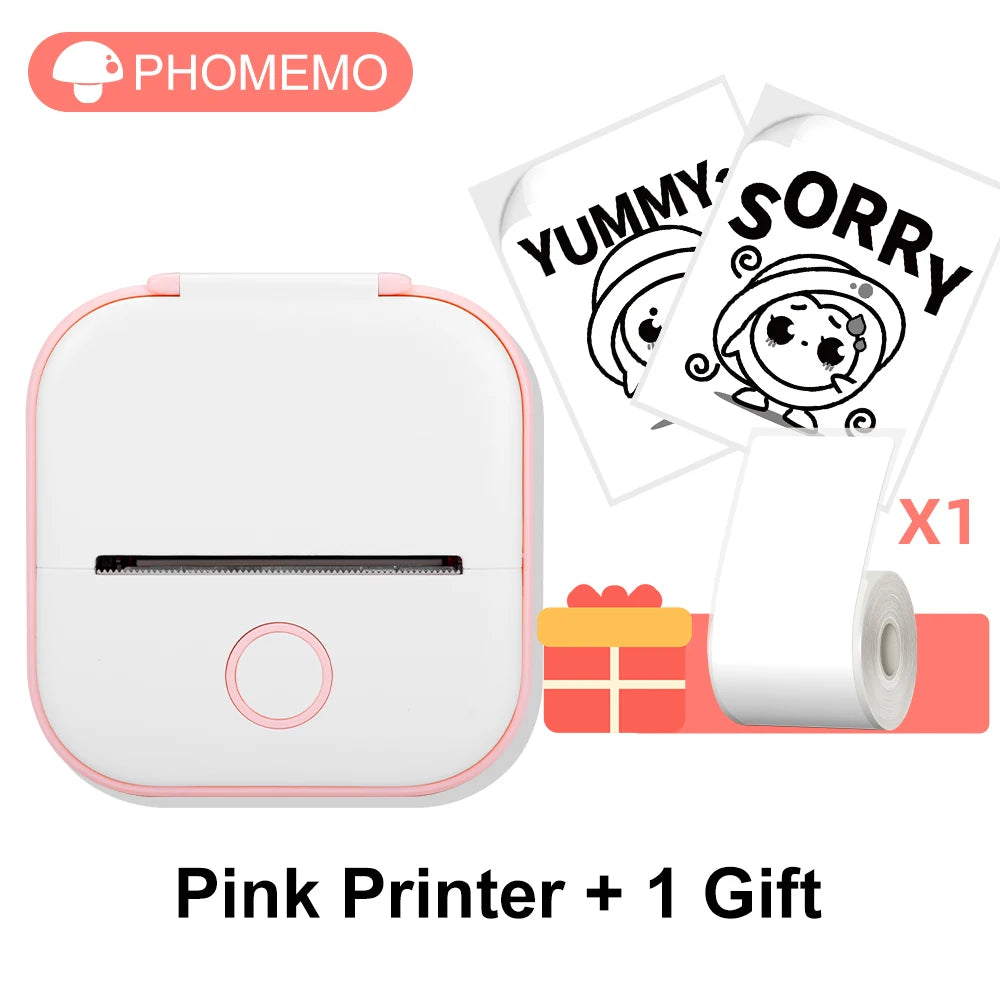 Phomemo T02 Wireless Mini Thermal Printer – Portable Bluetooth Pocket Printer, 203 DPI, Inkless Photo & Label Printing for iOS & Android – Ideal for Notes, Memos, Journals, Crafts