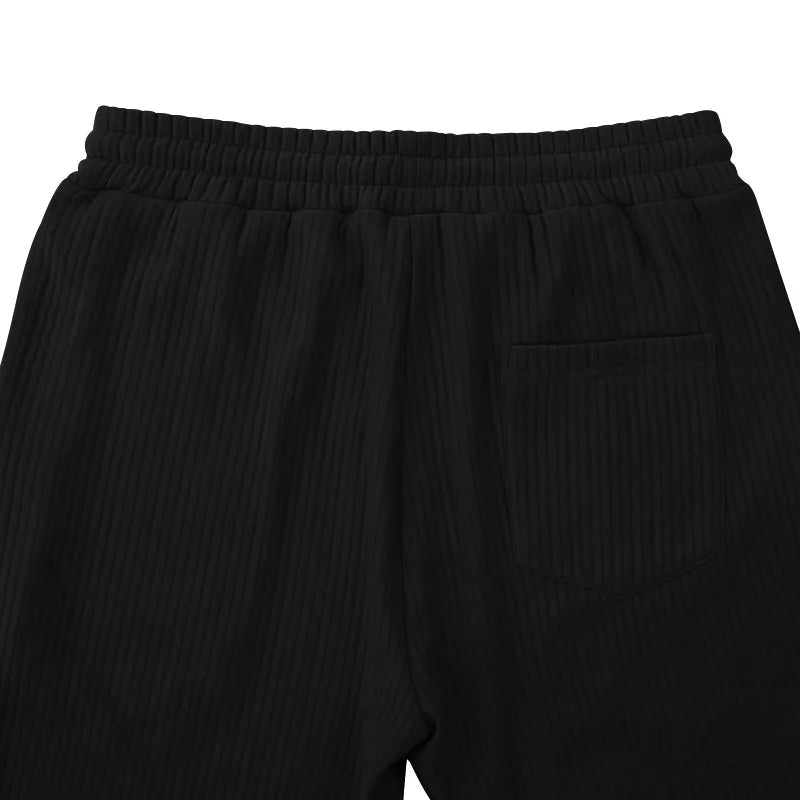 Men's Casual High-Waist Wide-Leg Pants – Loose Fit, Striped, Straight-Leg, Spring & Autumn Style
