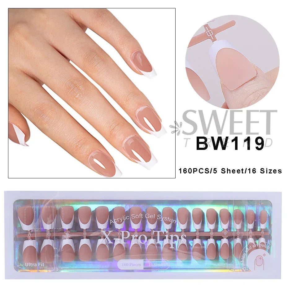 150–160pcs Short Square Press-On Nails – Soft Gel False Nail Tips for Manicure, Y2K Style Artificial Nails for Women