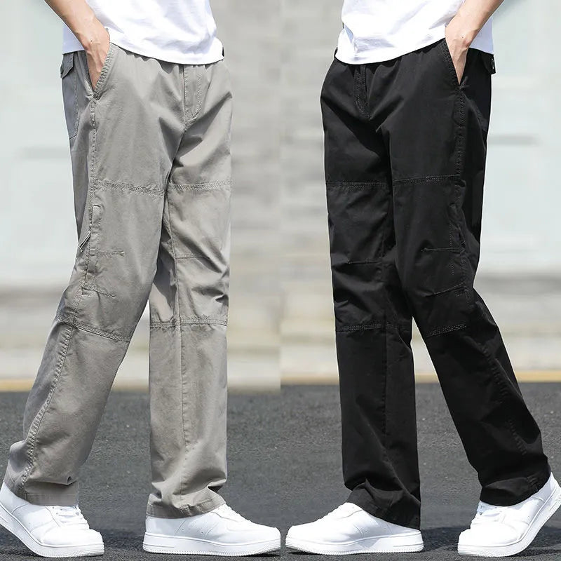 Men's Cargo Pants – Outdoor Casual Cotton Sweatpants, Lightweight and Comfortable, Multi-Pocket Work Style