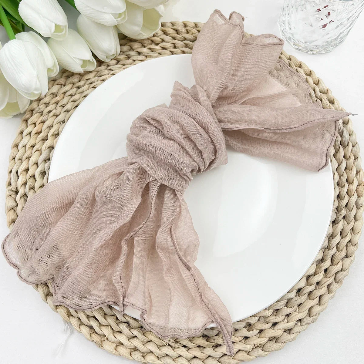 102Pcs Wholesale Cheesecloth Napkin Sage Green Gauze Napkins Party Christmas Wedding Decoration Baby Shower Dinner Retro Napkins