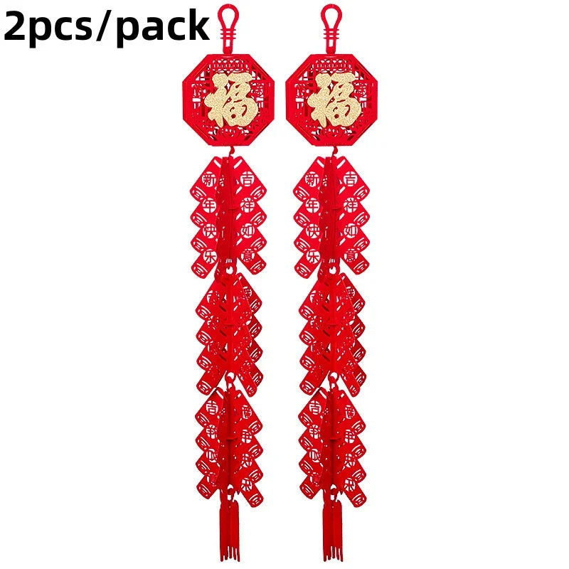2025 Year of the Snake Spring Festival Firecracker Pendant Chinese New Year Lucky Character Pendant Home Store Decoration Gift