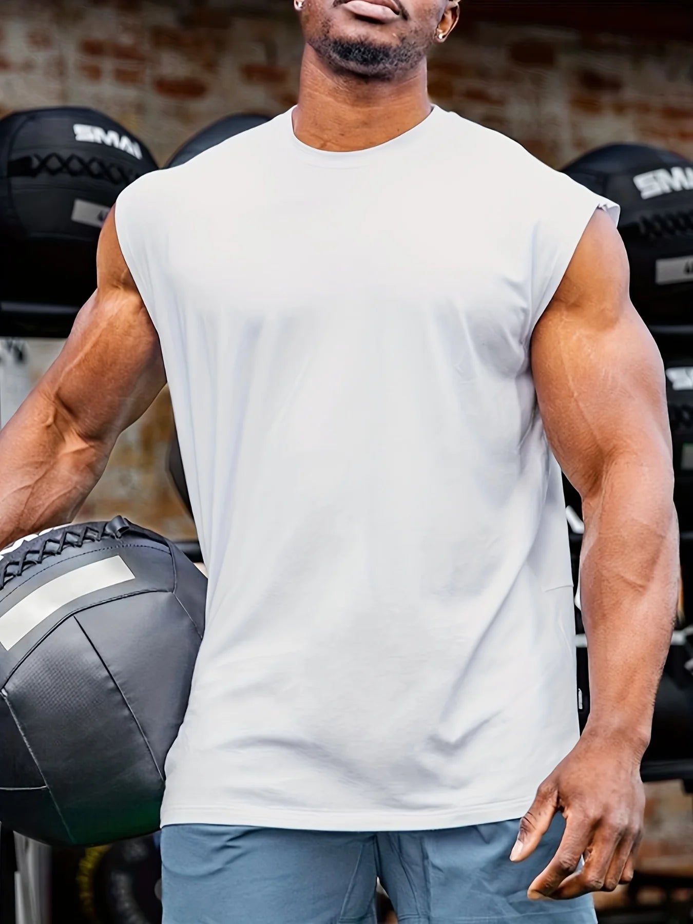 Summer Fitness Vest for Men, Breathable and Loose-Fitting Training Sleeveless T-shirt, Quick-Drying Vest, Fitness Male Clothing