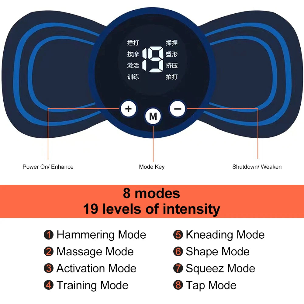 Travel-Friendly Cervical Spine Massager Kit with Remote Control & Multi-Mode Adjustable Patches – Portable Full Body Pain Relief Therapy