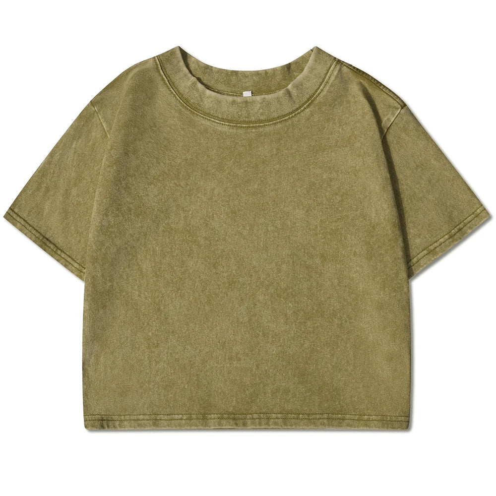 Slim Washed Women Fashion Soft Cotton T- ShirtS Casual Sport Short Sleeve Cool Retro Clothing Female