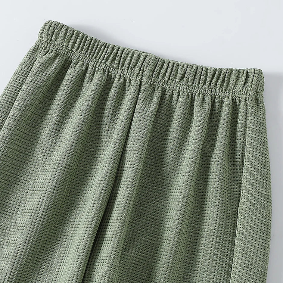 1/3-Piece Autumn & Winter Waffle Knit Sweatpants for Boys & Girls – Solid Color, Casual & Sporty