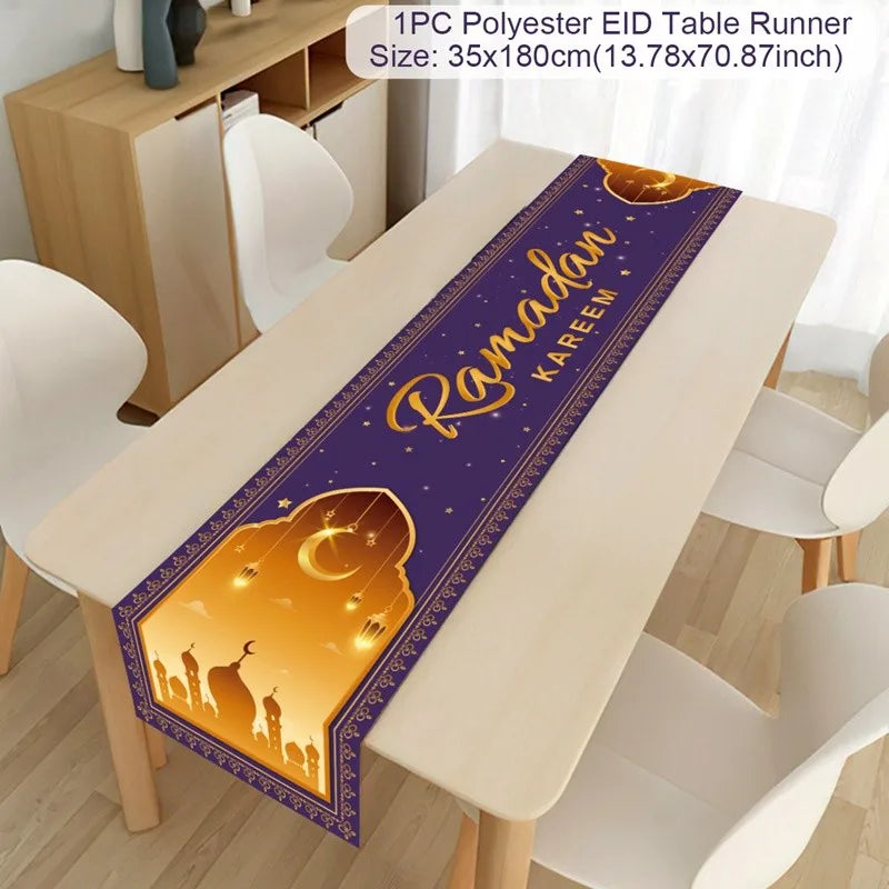 Ramadan Decoration Table Runner EID Mubarak Decor 2025 Home Tablecloth Ramadan Kareem Islamic Muslim Party Eid Al-Fitr Gifts