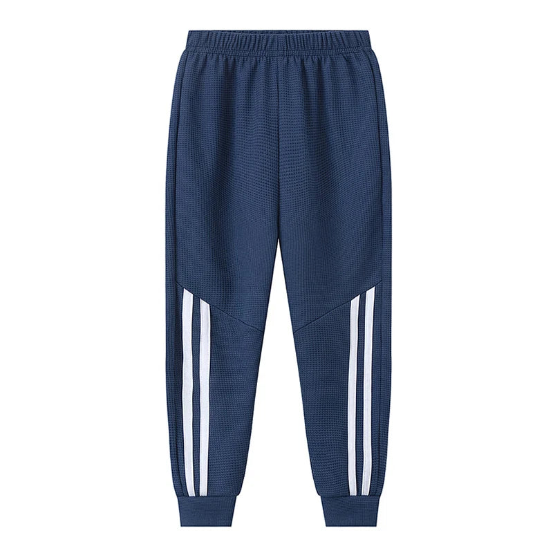 1/3-Piece Autumn & Winter Waffle Knit Sweatpants for Boys & Girls – Solid Color, Casual & Sporty