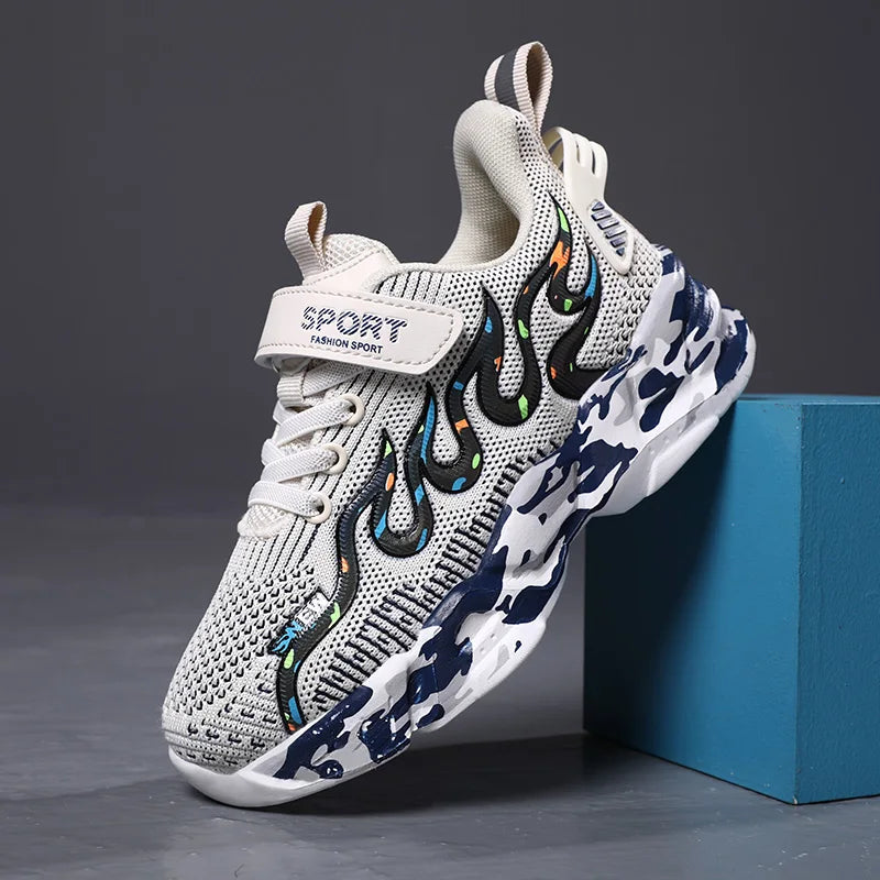 Kids Running Sneakers – Breathable Mesh Casual Shoes for Boys (Ages 7–12)