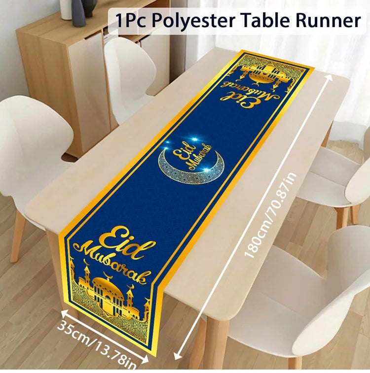 Ramadan Decoration Table Runner EID Mubarak Decor 2025 Home Tablecloth Ramadan Kareem Islamic Muslim Party Eid Al-Fitr Gifts