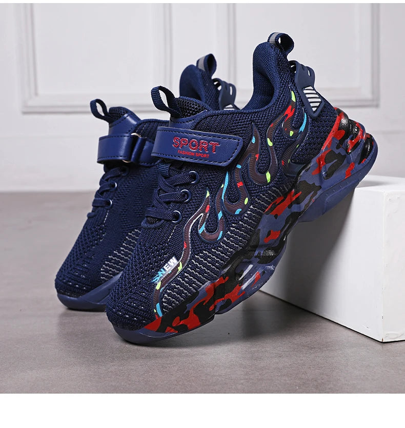 Kids Running Sneakers – Breathable Mesh Casual Shoes for Boys (Ages 7–12)