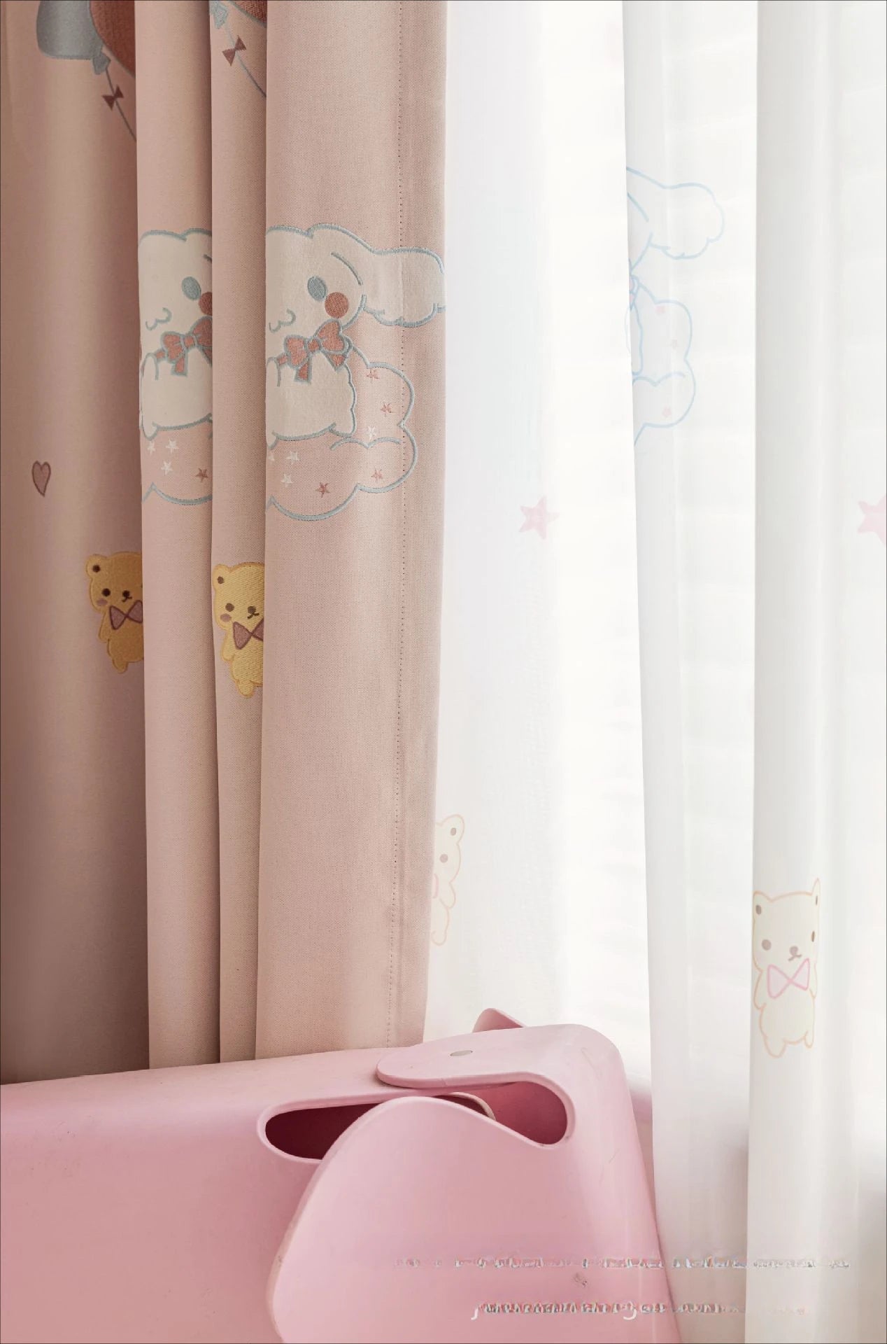 Modern Simple Playful Cartoon Printed Curtains Cute Little Dog Embroidery Blackout for Girls' Rooms Children's Rooms Curtains