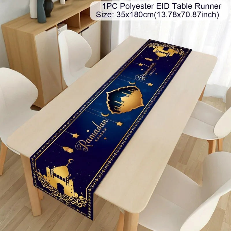 Ramadan Decoration Table Runner EID Mubarak Decor 2025 Home Tablecloth Ramadan Kareem Islamic Muslim Party Eid Al-Fitr Gifts