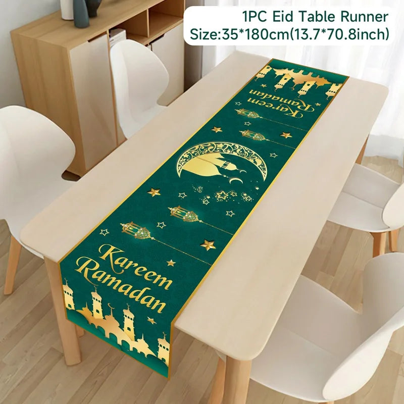 Ramadan Decoration Table Runner EID Mubarak Decor 2025 Home Tablecloth Ramadan Kareem Islamic Muslim Party Eid Al-Fitr Gifts