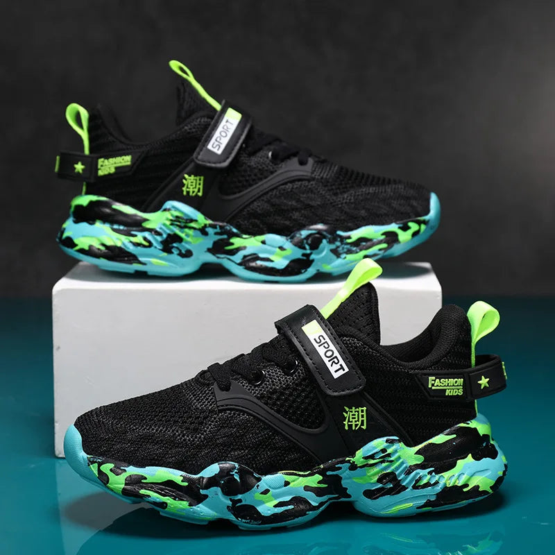 Boys' Summer Sports Shoes – Breathable Mesh Flyknit Sneakers for Kids, Lightweight & Comfortable