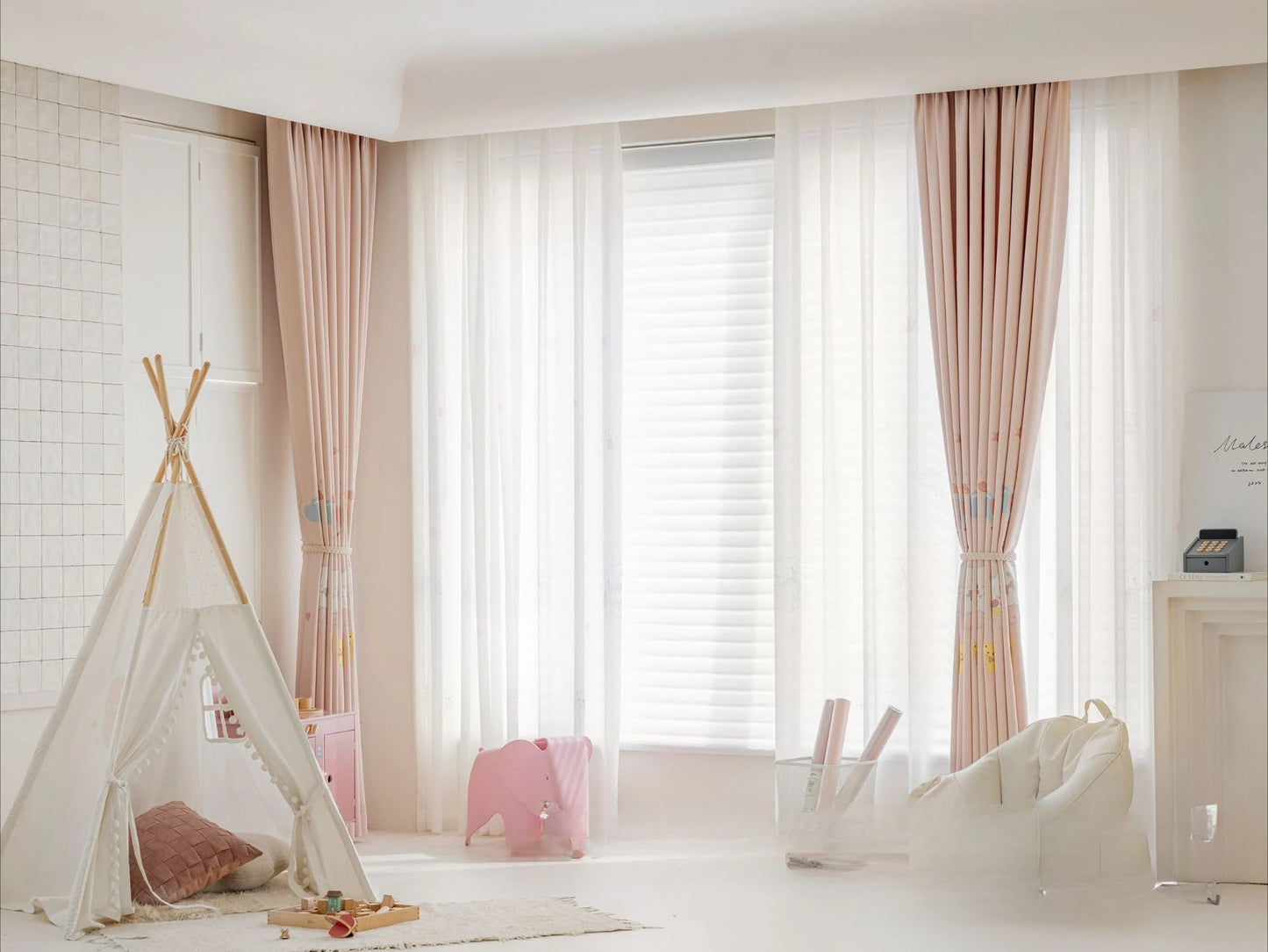 Modern Simple Playful Cartoon Printed Curtains Cute Little Dog Embroidery Blackout for Girls' Rooms Children's Rooms Curtains